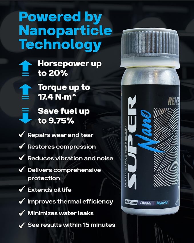 Pro Oil Additive for Car Engine - SuperNano Engine Remetalizer - Engine Flush with Advanced Nanoparticle Technology for Engine Wear Repair and Oil Treatment - Compatible with Gas, Diesel & Hybrid-50g