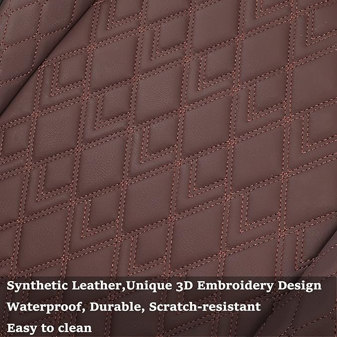 JOJOBAY Car Seat Covers for Dodge Ram Full Set,Fit Ram 2009-2025 1500/2500/3500 Pick-up Truck,Crew,Regular,Quad,Mega Cab,Waterproof Leather Seat Covers Protectors（5PCS Full Set,Black-Brown）
