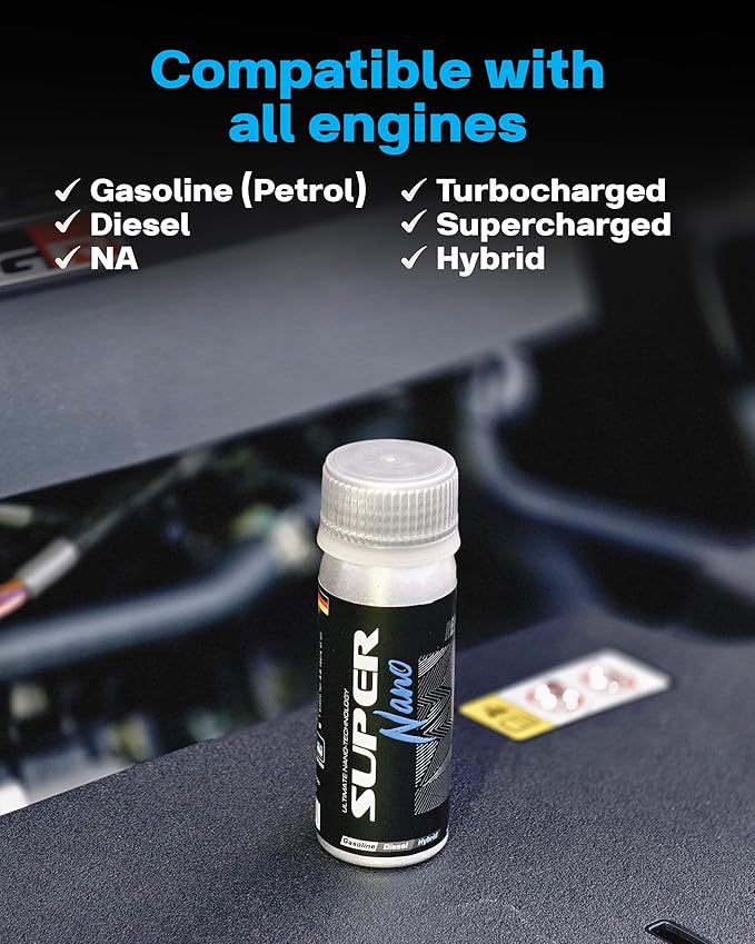 Pro Oil Additive for Car Engine - SuperNano Engine Remetalizer - Engine Flush with Advanced Nanoparticle Technology for Engine Wear Repair and Oil Treatment - Compatible with Gas, Diesel & Hybrid-50g