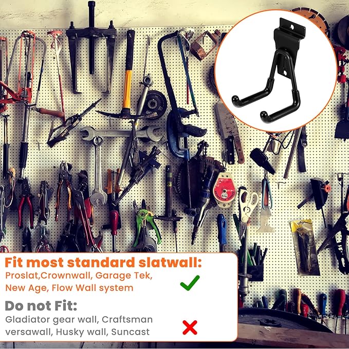 12 Pack Slatwall Hooks Heavy Duty Slatwall Accessories Garage Slatwall Hooks and Hangers Small U Hook