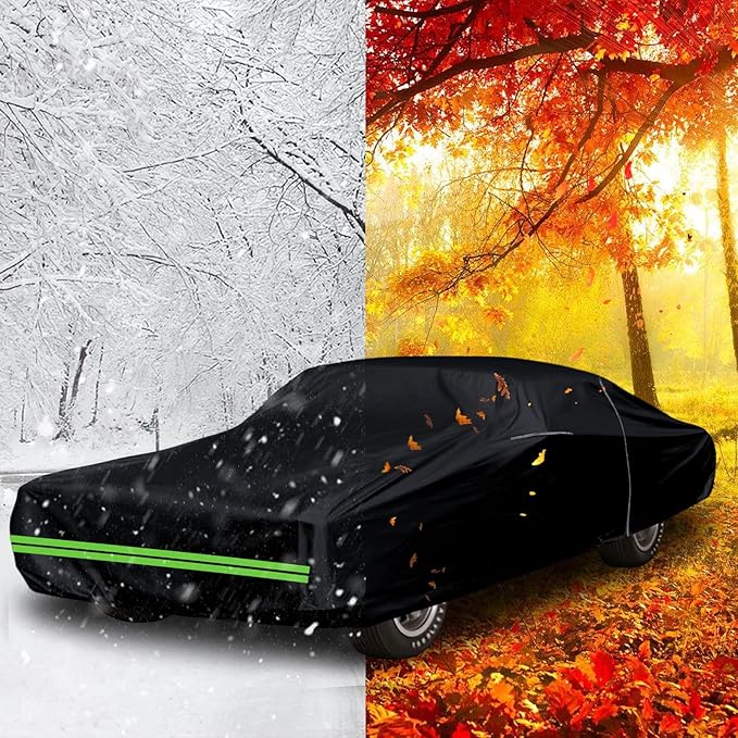 Waterproof Car Cover Compatible with Chevrolet Chevelle Malibu SS Sedan/Coupe 1964-1967 1968-1972 210T All Weather Classic Car Covers with Zipper Door for Snow Rain Dust Protection