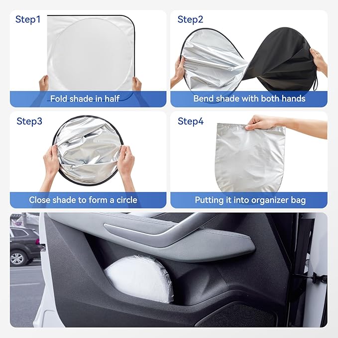 ARANA Car Windshield Sun Shade丨240T Thickened UV Blocking Automotive Sunshades丨2025 Upgrade Heat & Light-Proof Sun Visor Keeps Car Cool丨Universal Fit Sedan/SUV/Truck/Van (64"x32")