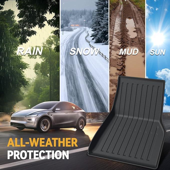 Floor Mats Set for 2025 2026 Tesla Model Y Juniper Accessories, Full Coverage All Weather Floor Mats Cargo Mat with Backrest Protectors
