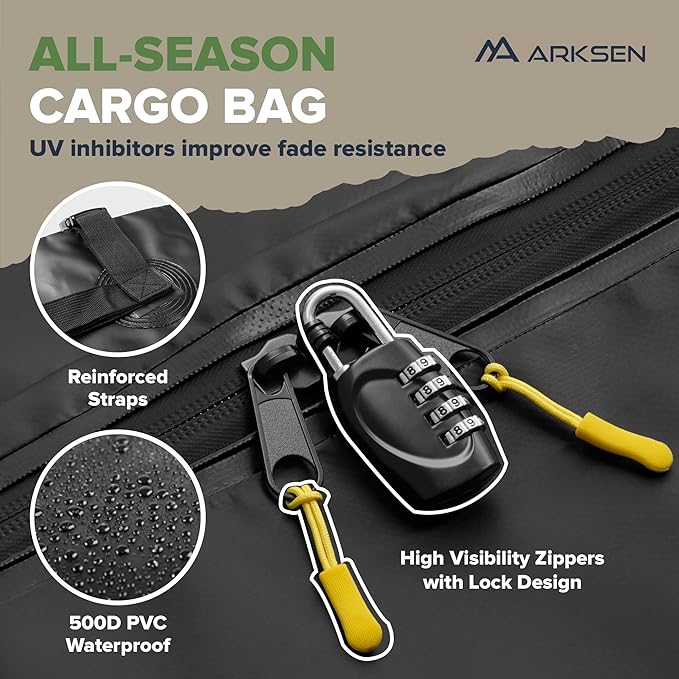 ARKSEN 84 x 50 x 6 Inch Universal Extra Wide 150LB Heavy Duty Roof Rack Cargo with 500D PVC Waterproof Cargo Bag, Car Top Luggage Holder Carrier Basket for SUV, Truck, & Car Steel Construction