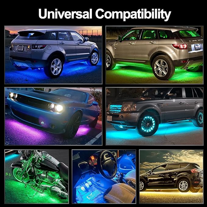 Underglow Kit for Car, Car Led Underglow Lights for Trucks with App and Remote Control, 16 Million RGB Colors, 29 Preset Modes, Music & DIY Mode, Under Car Led Lights Exterior for SUVs, Trucks, DV 12V