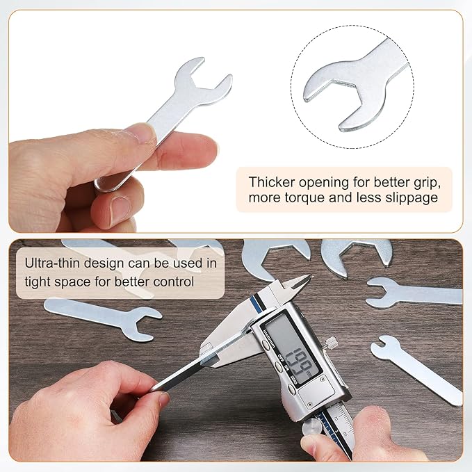 HARFINGTON 10pcs Small Wrench 12x70x2mm Metric U-Shaped Single Open Ended Spanner Super Thin Flat Head Galvanizing Wrench for Automotive Repair Furniture Assembly