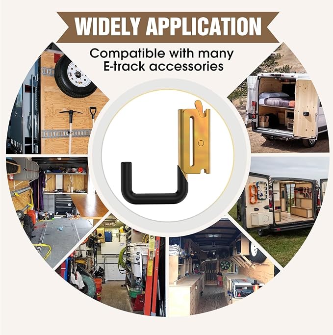 E Track Hook E Track Accessories ，E Track Accessories for Enclosed Trailer The dip molding Process is More Rust Resistant (8PCS E Track J Hooks)