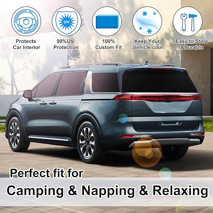 TINGLU Window Shades for Kia Carnival 2022 2023 2024 2025 Accessories Car Side Full Windows Rear Triangular Windshield Sun Shade Sun UV Rays & Privacy Protection for Camping,Napping,and Relaxing 8PCS