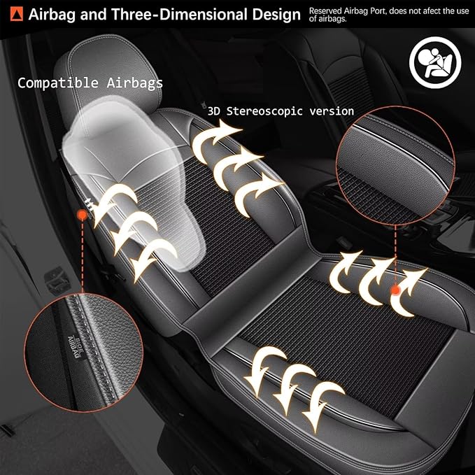 Seat Covers Fit for Toyota Camry: 2012-2025 Car Seat Covers Full Set 5 Seats Leather Ice Silk Breathable Waterproof Automotive Seat Cushion Protector (Black & Gray)