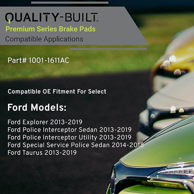 Premium Ceramic Front Brake Pads (1001-1611AC) Compatible with 2013-2019 Ford (Explorer/Police Interceptor Sedan/Police Interceptor Utility/Special Service Police Sedan/Taurus)