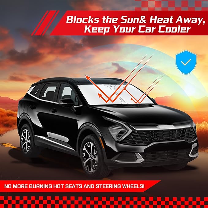 ARISMOTOR Windshield Sun Shade for Kia Sportage NQ5 2023-2025, Custom Fit Foldable Front Window Sunshade Sun Visor Protector, Block UV Rays Keep Your Car Cooler