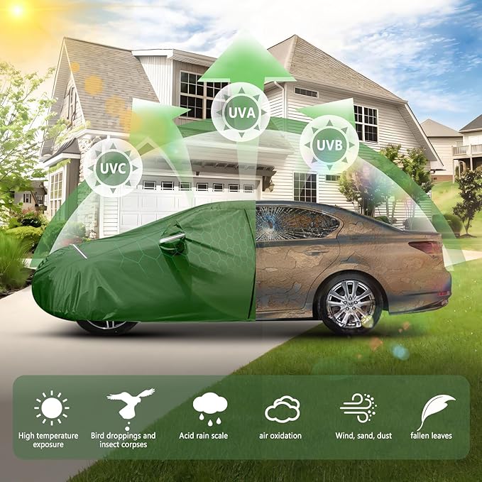BOSSTONE Car Cover Custom Fit for Toyota 4runner 2002-2025, Waterproof All Weather for Automobiles Full Exterior Cover Rain Sun Snow Protector with Door Zipper (Green)