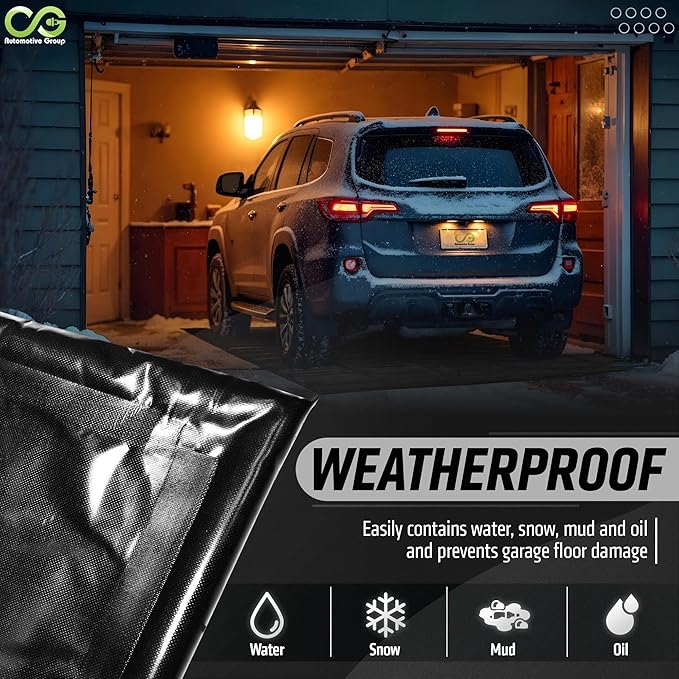 CG Automotive Group Garage Floor Mat, 7'9"x16', Black, Garage Containment Mat for Floor Under Car, Waterproof, Heavy Duty