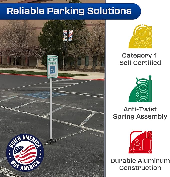 Impact Recovery - Sta-Rite Flexible Sign Post - Sign Holder - Handicap Parking Signs - Made in the USA - 78” Van Accessible Signage