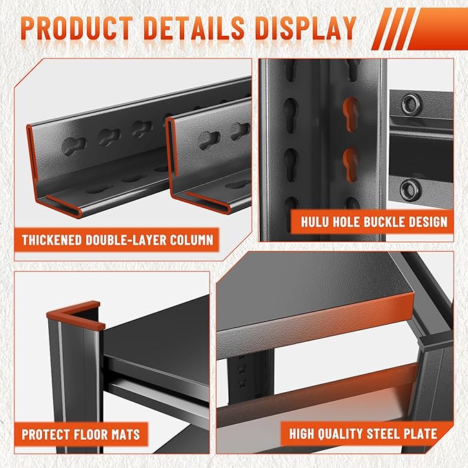 Heavy Duty 5-Tier Shelving Unit 2500LBS Capacity - Adjustable Steel Garage Shelves for Warehouse, Basement Storage(63''H x 39.4''W x 15.7''D)