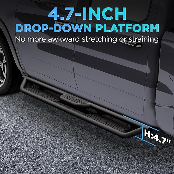 Running Boards Compatible with 2007-2018 Jeep Wrangle JK 4 Doors, Carbon Steel Coated Black Truck Side Steps Rails Nerf Bars