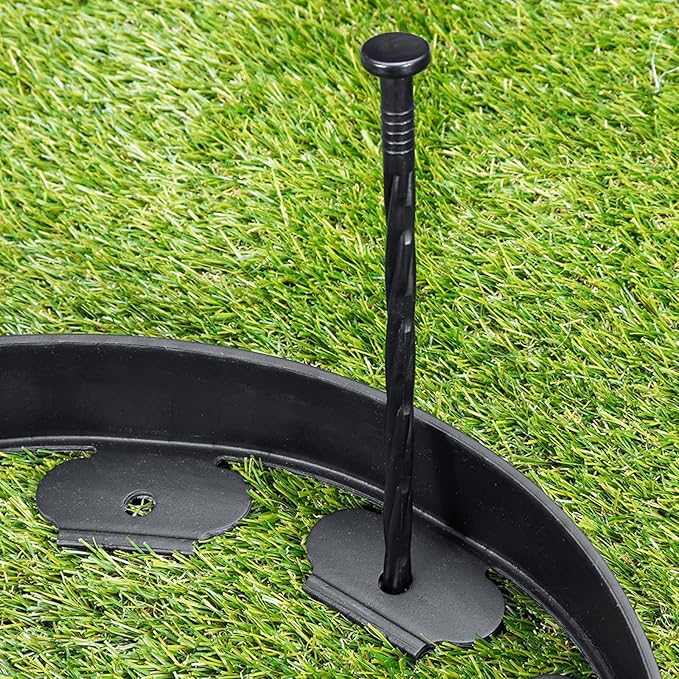 Landscape Edging Stakes, 150 Pcs 8" Plastic Garden Spikes, Spiral Nylon Anchoring Spikes for Paver Edging, Weed Barriers, Artificial Turf, Tent, Grass Pathway and More, Black