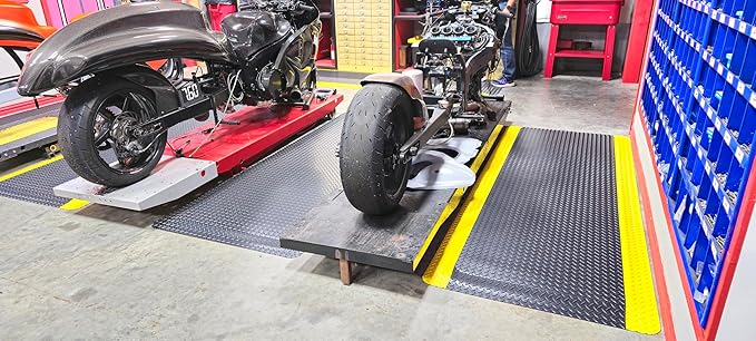Rhino Mats, American Classic Diamond Anti-Fatigue Mats, Industrial Ergonomic Comfort Standing Mat for Work, Home, Garage, Office, Kitchen or Anywhere (Black/Yellow 1" Thick, 2 FT. x 13 FT.)