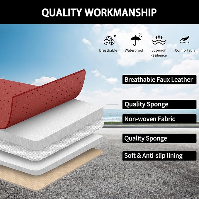 Red Car Seat Covers,Leather Car Seat Covers 2 Front Seats,Waterproof Breathable Full Wrapping Edge Seat Covers, Luxury Automotive Seat Protecor Covers for Most Cars