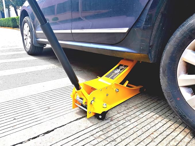 YELLOW JACKET 3 Ton Hydraulic Floor Jack Dual Pump for Quickly Car Lift, Low Profile Service Jack, 6600 lb Capacity