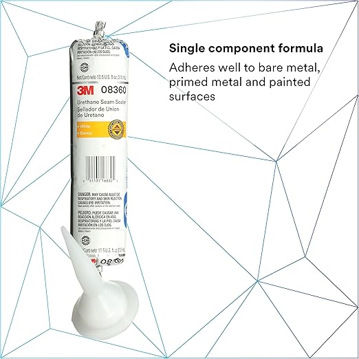 3M Urethane Seam Sealer, 08360, White Color, High Solids, Permanently Flexible, 310 mL/10.5 fl oz Foil Pack