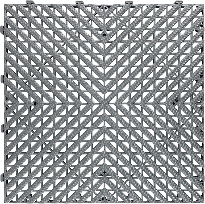 Interlocking Garage Floor Tiles - 0.79in,Vented, Self-Draining, Non-Slip Flooring, Modular, Virgin Polypropylene, Ideal for Garages, Patios, Basements, Decks -51.6 sq ft (Grey, 30PCS)
