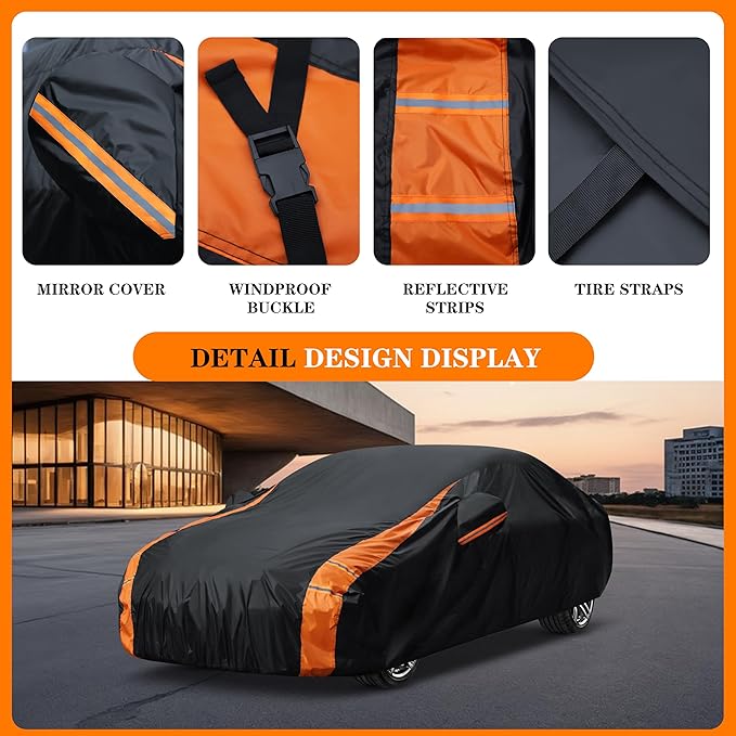 in Full Exterior Car Cover All Weather, Waterproof，UV Resistant, Dustproof, and Snowproof Fit Audi e-tron GT,BMW 3/5 Series,Dodge Challenger/Charger etc.Size C5