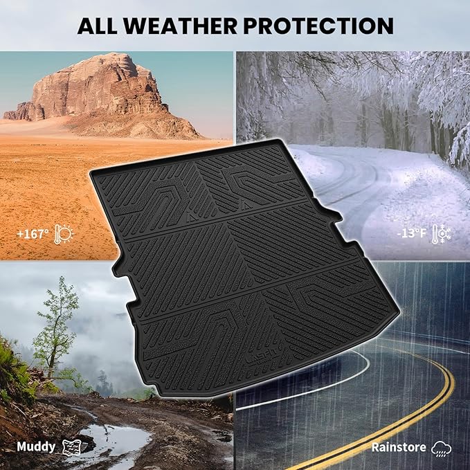 LASFIT Trunk & Backrest Mat for Ford Explorer 2015-2019, Custom Fit All Weather Protector TPE One-Piece Design Easy Installation Trunk with Seatback Mat, 1pc Black
