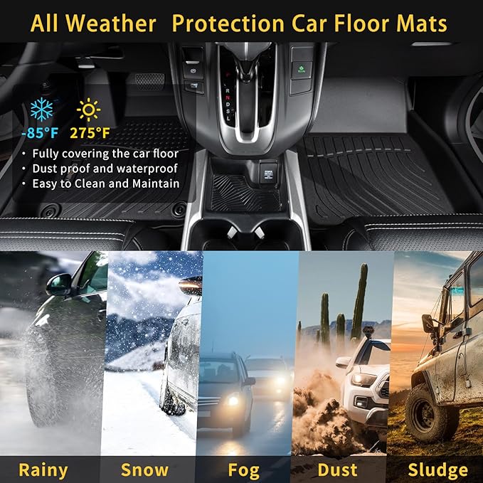 GINOWY-Floor Mats for Acura TLX 2021-2024 2025 All Weather Car Floor Mats TLX 2024 Waterproof Easy to Clean TLX Floor Liners Accessories Black