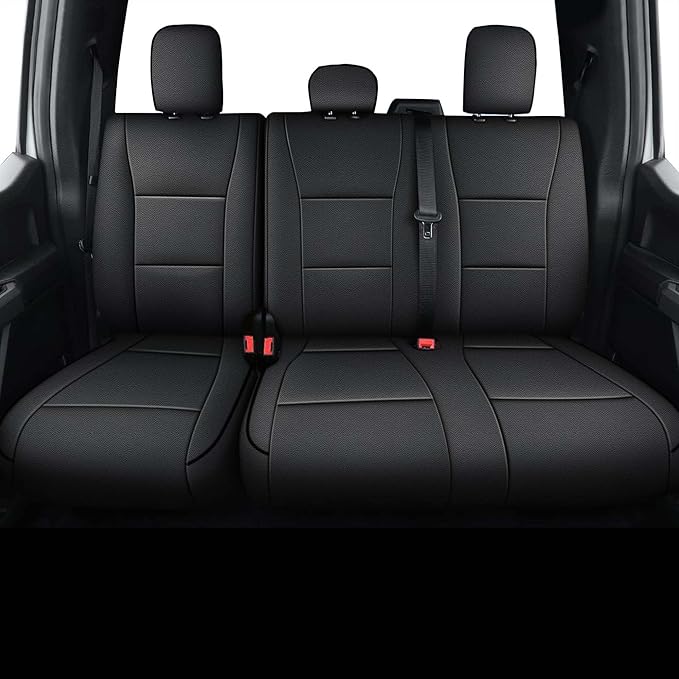 AOMSAZTO Seat Covers for Ford F150 XL XLT: 2015-2024 2025 SuperCrew & F250 F350 F450 2017-2024 Super Duty Crew Cab XL XLT, Custom Fit Full Set Faux Leather Black