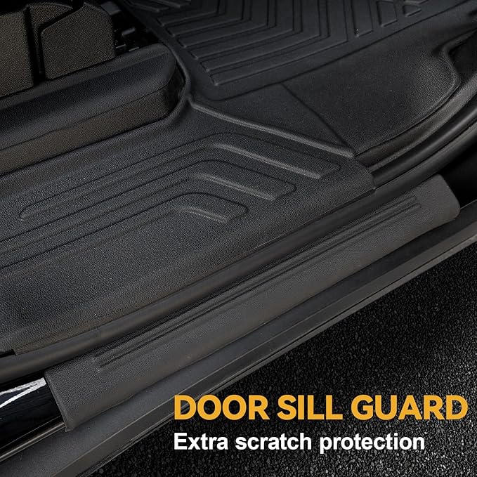 Floor Mats Set for 2021-2025 Chevrolet Chevy Tahoe/GMC Yukon 7 Seats Accessories, Full Coverage All Weather Floor Mats Cargo Mat with 3rd Row Backrest Protectors & Door Sill Guards