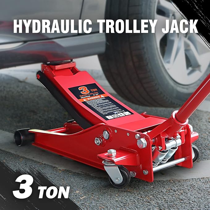 DNA MOTORING TOOLS-00235 Low Profile Hydraulic Trolley Service/Floor Jack, 3 Ton (6000 lbs) Capacity, Lifting Range 3"-20"