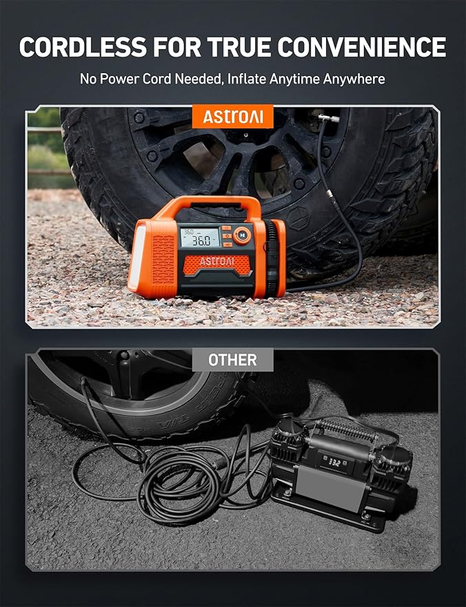 AstroAI TC3 Air Compressor Portable Tire Inflator Offroad Air Compressor for Truck 150PSI with Digital Display Air Pump for Car Heavy Duty for 4x4 Vehicle, RV, SUV, Car Accessories Yellow