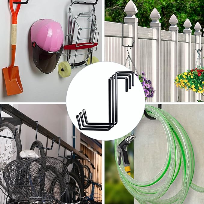 Large Vinyl Coated Heavy Duty Garage Storage Utility Hanging Hooks (6 Pack) - Rafter Hanger Hooks for Bicycle, Ladder, Fence, Pool Cover, Sport Equipment & More