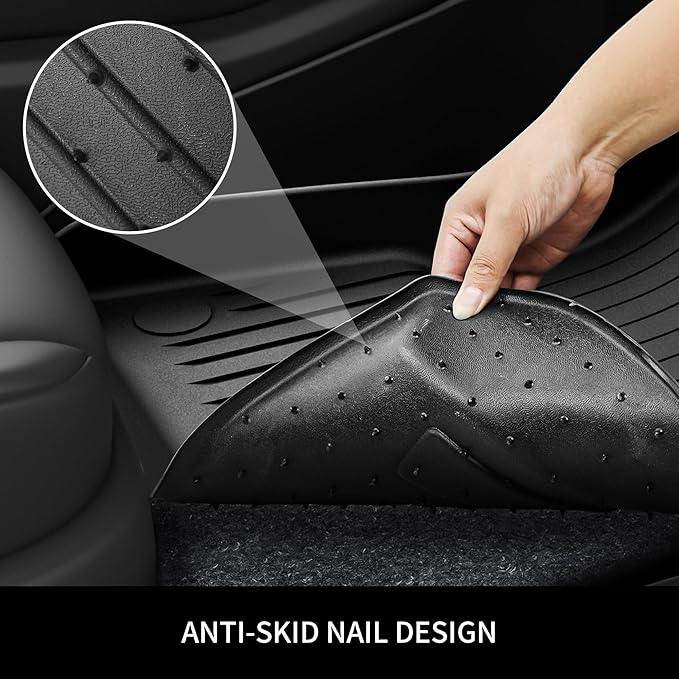 OEDRO Floor Mats & Trunk Mat with Backrest Fits for Tesla Model Y 5-Seat 2024-2020 Custom Fit All Weather Durable TPE Automotive Interior Cargo Liners Trunk Mat Accessories for Model Y (NOT 7-Seat)
