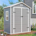 6x3 FT Resin Storage Shed, Waterproof Outdoor Shed with Floor Included, Window, Double Lockable Doors & 2 Vents, Outside Plastic Sheds for Garden Patio Backyard, Grey