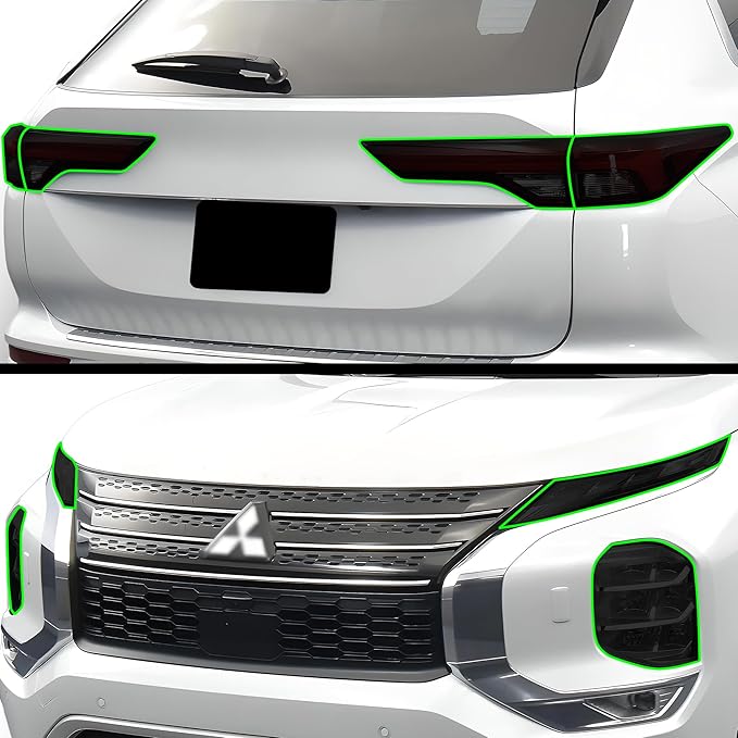 BOGAR TECH DESIGNS Full Headlight Taillight Tint Kit Compatible with Mitsubishi Outlander 2022-2025, Dark Smoke