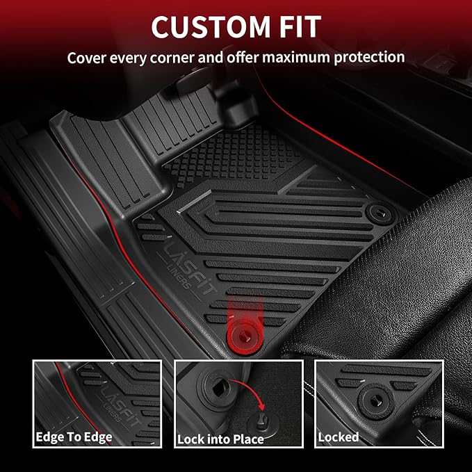 LASFIT Floor Mats and Trunk Mat for Honda Accord Sedan 2023 2024 2025 2026 (Include Gasoline & Hybrid), All Weather TPE Floor Liners 1st & 2nd Row & Cargo Mat Full Set, Black
