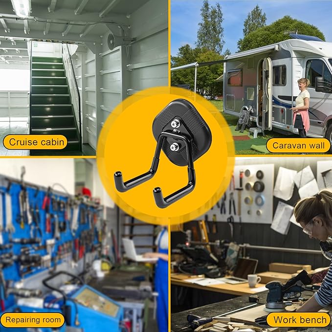 2 Pack Strong Gator Magnetic Hooks Heavy Duty for Hanging, Large Magnet Garage Utility Tool Accessories Organizer Holder with Anti Slip Rubber Coating for Cruise,RV,Workshop and Outdoor Storage
