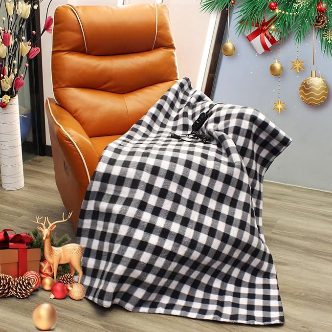 Electric Blanket,12 Volt Heated Blanket,Car Heated Travel Blanket, with a Timer, Warm Blanket for Cars,Office,Travelling (at, 57"x40")