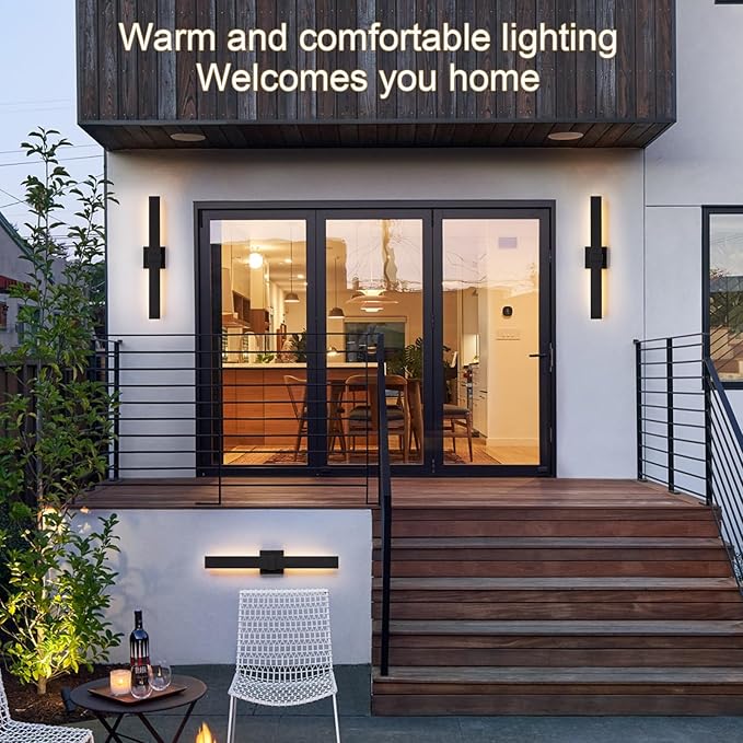 Modern Outdoor Wall Light Fixtures 27.2" Black Outdoor Porch Lights Exterior LED Wall Sconces, 12W Integrated LED Long Outside Light Fixtures for Garage, Porch, Patio, Front Door, House, etc.