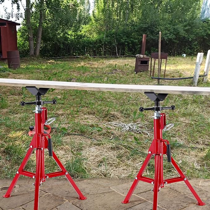 Towallmark V Head Pipe Jack Stand,28-52 Inch Adjustable Height,1/8"-12" Capacity, 2500 lb Load Capacity,Heavy Duty Carbon Steel Body, Steel Jack Stands with Portable Folding Legs