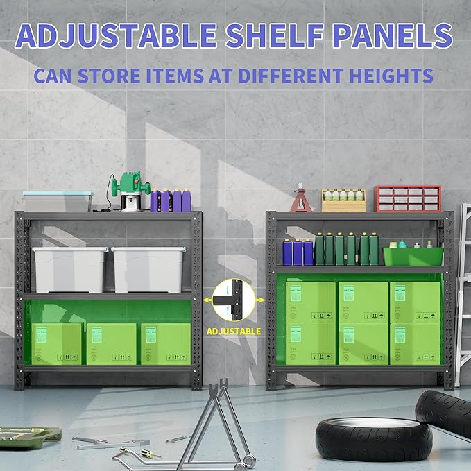 Garage Shelving Unit Rustproof 50“W Heavy Duty Storage Shelves Easy Assembly 3 Tier Adjustable Metal Steel Utility Shelf Rack Garage Storage Organize for Tools Basement,Warehouse