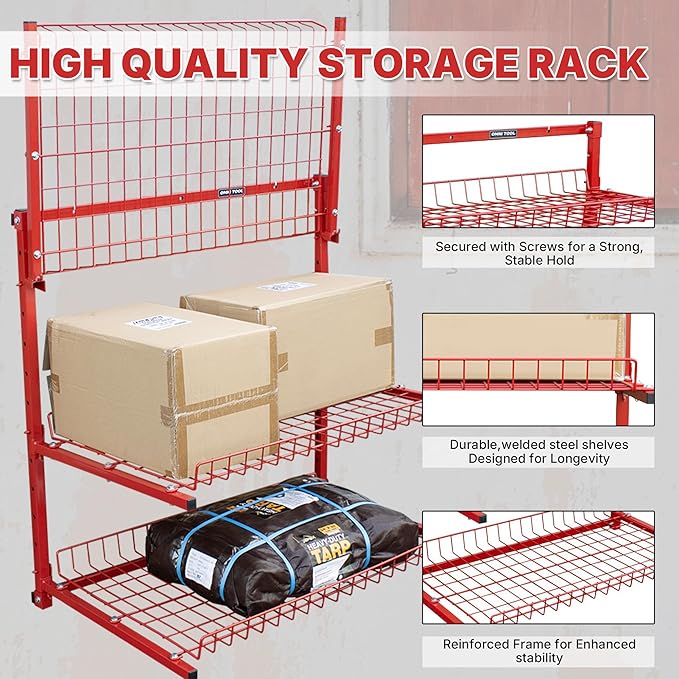 LAUCO Wall Mounted Storage Rack, 3-Level Metal Wall Shelving with Shelf Organizer/Garage Shelving Wall Mounted Heavy Duty [39116]
