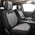 JOJOBAY Car Seat Covers for Dodge Ram Full Set,Fit Ram 2009-2025 1500/2500/3500 Pick-up Truck,Crew,Regular,Quad,Mega Cab,Waterproof Leather Seat Covers Protectors（5 PCS Full Set,Black-Grey）
