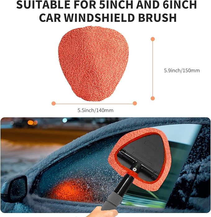 XINDELL 5 Pack Microfiber Pads – Replacement Heads Cover for Xindell Windshield Cleaner Tools. Washable & Reusable Triangle Pads (Red). Fits Window Reach Tool - Handle Not Included