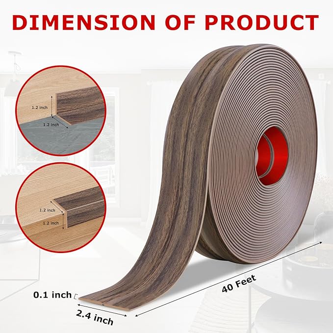 Flexible Wall Corner Protector Moulding Trim Peel and Stick Wall Corner Guards Edge Protector Self Adhesive Molding Trim Strip for Edge Ceiling (Smoked Brown Wood Grain, 2.4 in x 40 Ft)