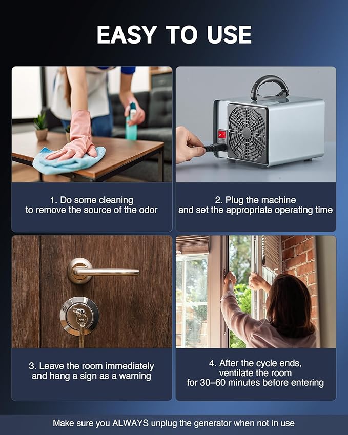 CREWORKS Ozone Odor Machine, Commercial Ozone Generator Air Purifier with Timer Display, 38000 mg/h Ozone Machine for Car Home Smoke Pet Odor Removal, High Capacity for 3200 sq ft Room, Silver