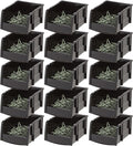 IRIS USA Stackable Bins, 5.5 x 4.5 x 3 inch, Plastic Hanging Open Front Shelf Bin Storage Organizer for Hardware, Craft Supplies, Small Parts, Nuts and Bolts, Garage Organization, 15 Pack- XS, Black