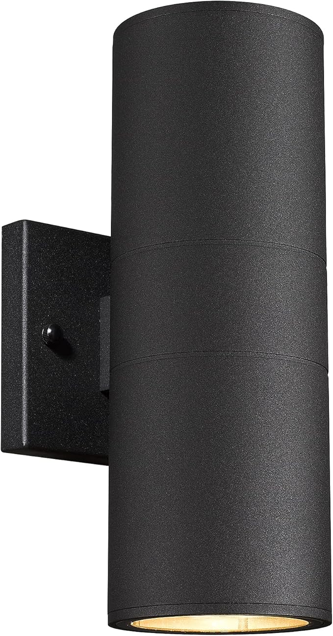 Ken & Ricky Exterior Wall Lights, Outdoor Up and Down Wall Sconce, Cylinder Outside Lights with Tempered Glass Cover for House Porch Garage Patio Doorway Entryway -1 Pack